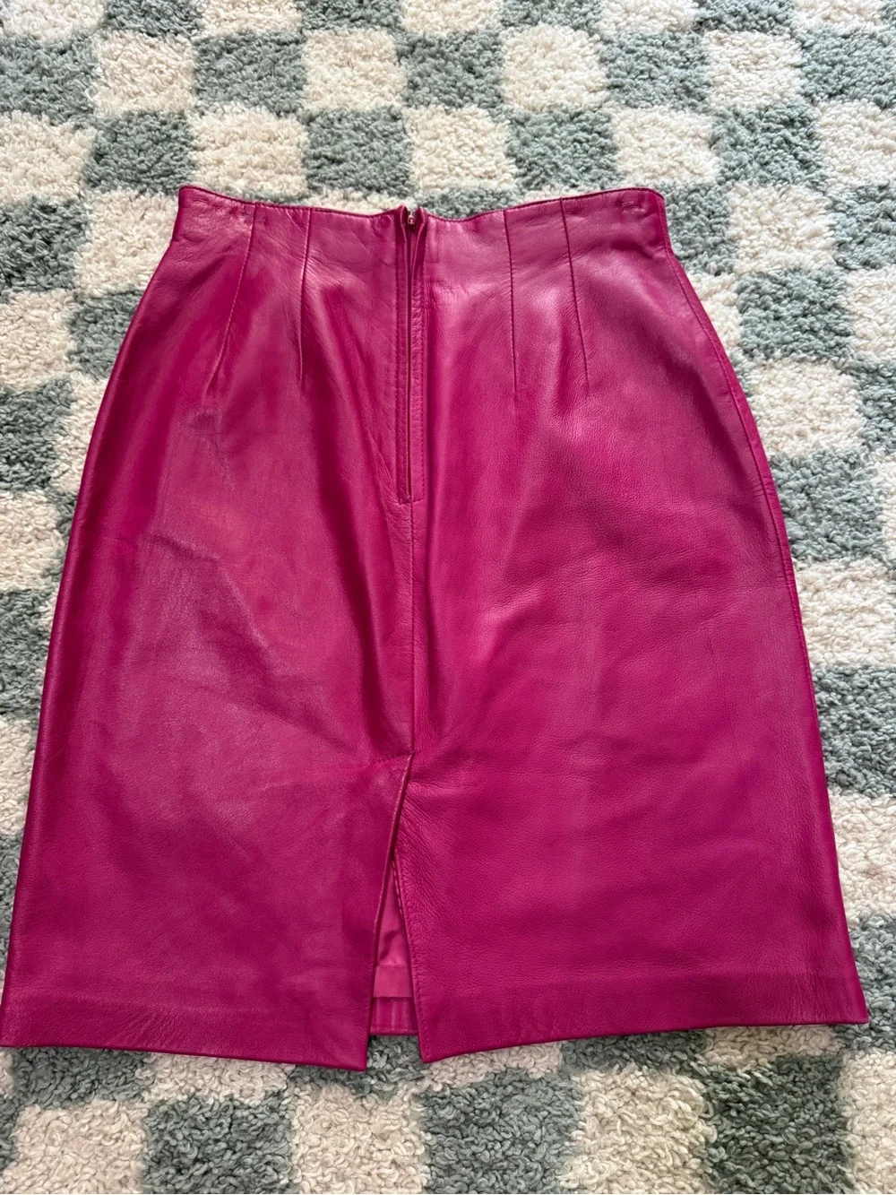 Evan Davies 100% leather magenta pink skirt Barbie feminine biker Pink Ladies 10